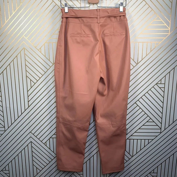 Anthropologie BlankNYC Chelsea Pants Faux Leather Pleated Tapered Pink Size 28 - Picture 5 of 9